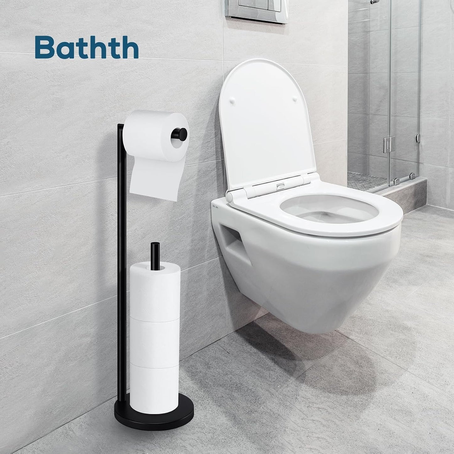 Toilet Paper Holder Stand, Brushed Nickel Toilet Paper Holder Free Standing | Stainless Steel Toilet Paper Holder for 4 Rolls, Bathroom Organizers and Storage with Anti-Slip Base and Rustproof