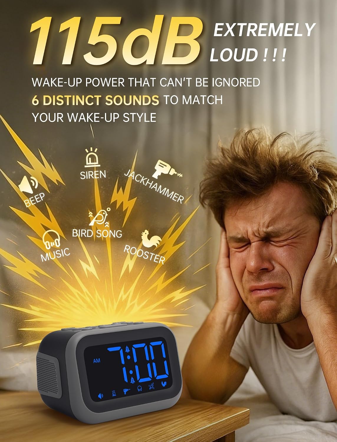 Acedeck Super Loud Alarm Clock: 115dB Wake-Up Power