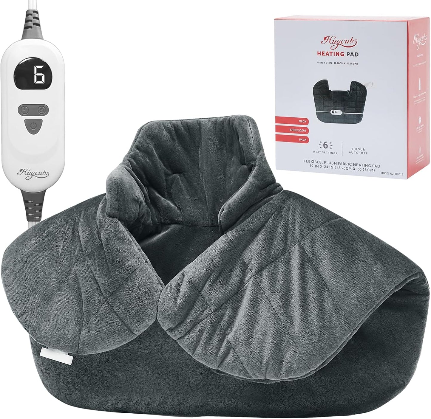 Weighted Heating Pad for Neck, Shoulder & Back Pain Relief FSA Eligible HSA | weighted heat therapy pad with fast heating for muscle relaxation, period cramps, and soothing neck, shoulder and back pain.