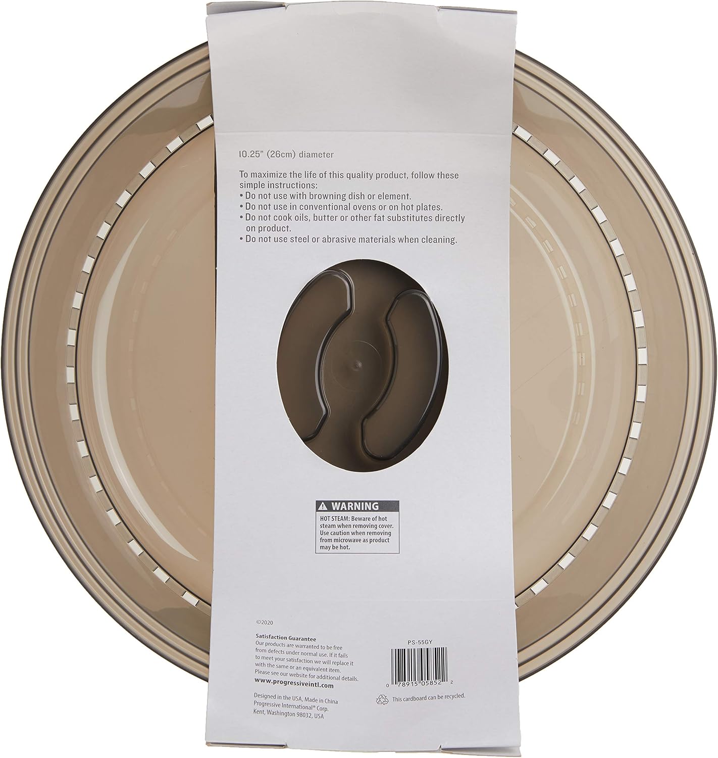 PrepSolutions Microwave Food Cover, 10.25-Inch, Gray – Microwave-Safe Lid for Splatter-Free Cooking