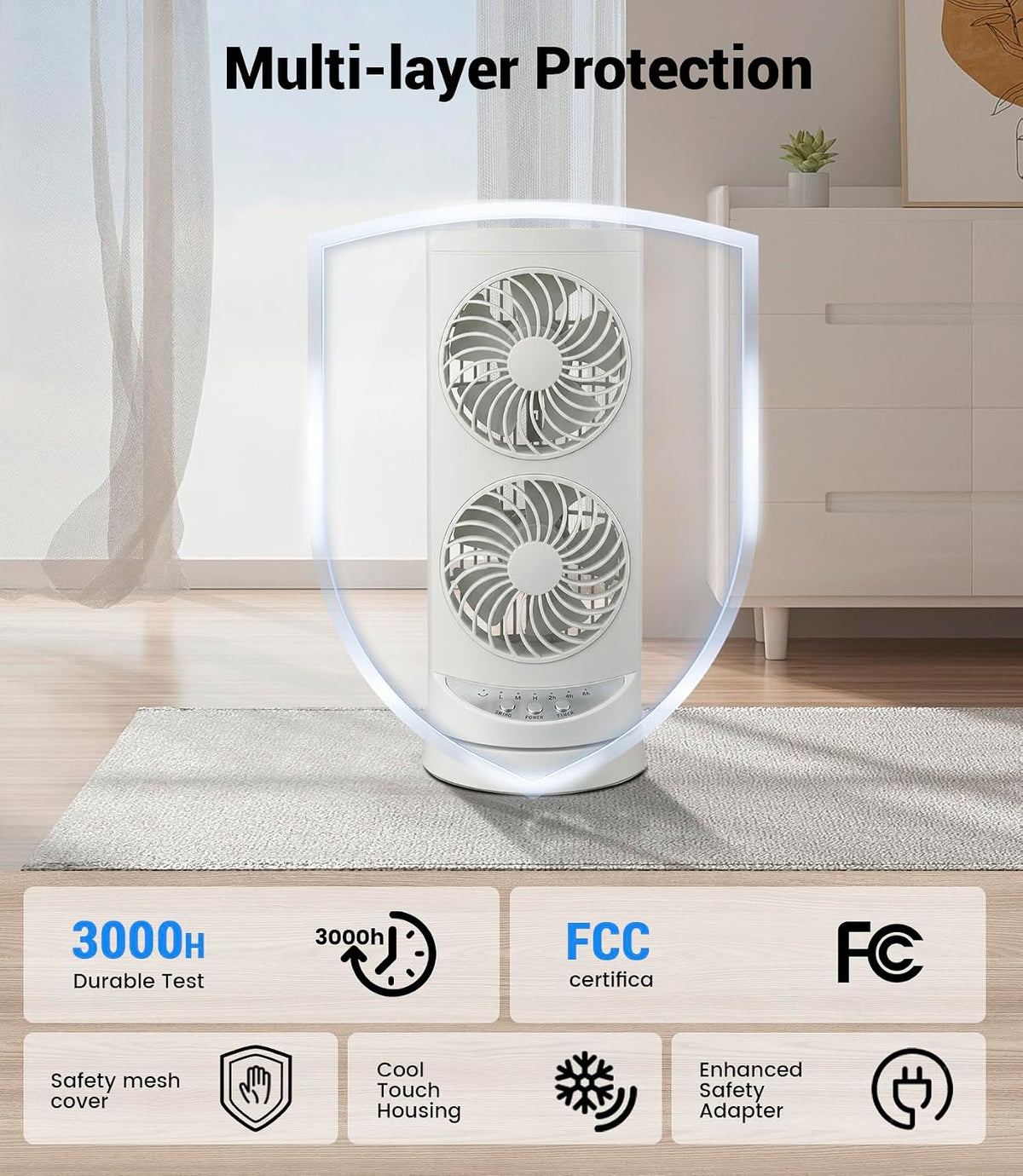 Tower Fan for Bedroom,24 ft/s Portable Desk Table Fan with Remote