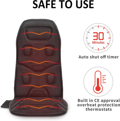 COMFIER Vibration Back Massager with Heat, 10-Motor Massage Seat Cushion for Chair, Graphene Heated Massage Chair Pad for Back, Lumbar & Thighs, 5 Modes, 3 Intensities, Home Office Recliner Gift