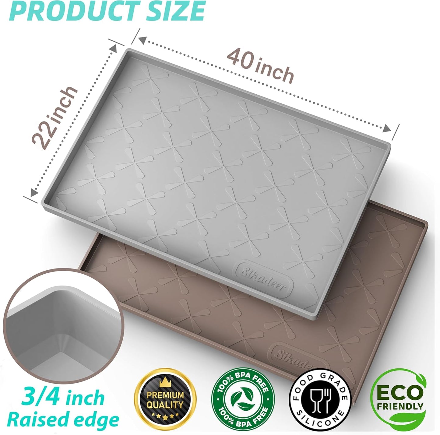 Waterproof Under Sink Mat 34" x 22", Silicone Mat Kitchen liner | BPA-Free Silicone Tray with Raised Lip Protect Cabinets from Leaks, Versatile Home Organizer for Bathroom, Pets, Boots, Floor