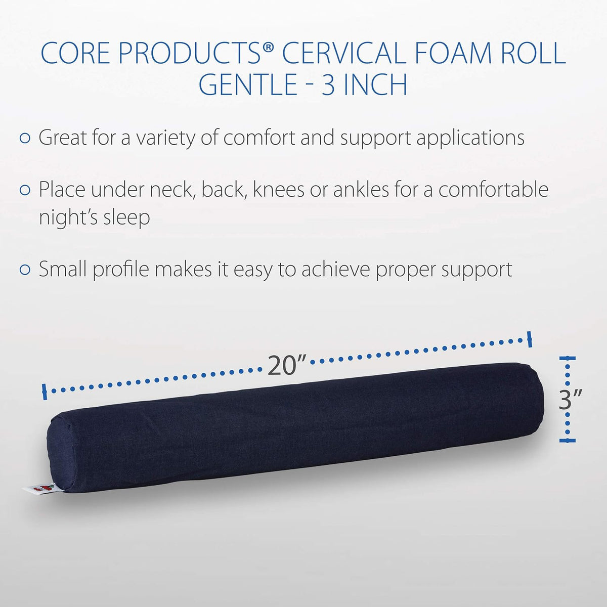 Core Cervical Foam Roll for Neck Support & Sleeping Alignment, 20x 3, Gent