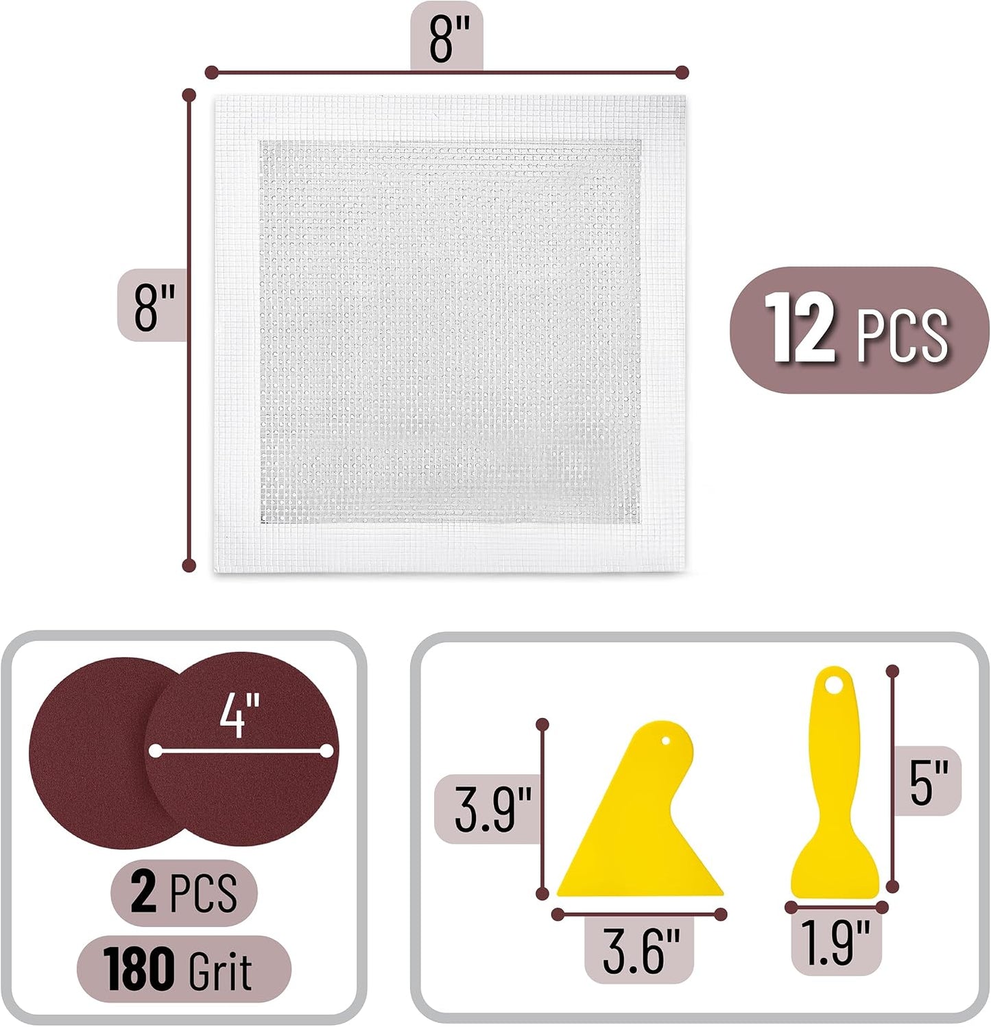 Bates- Drywall Repair Kit, 16 pcs, Aluminum Wall Repair Patch Kit | for Wall Hole Repair, Sanding and Patching