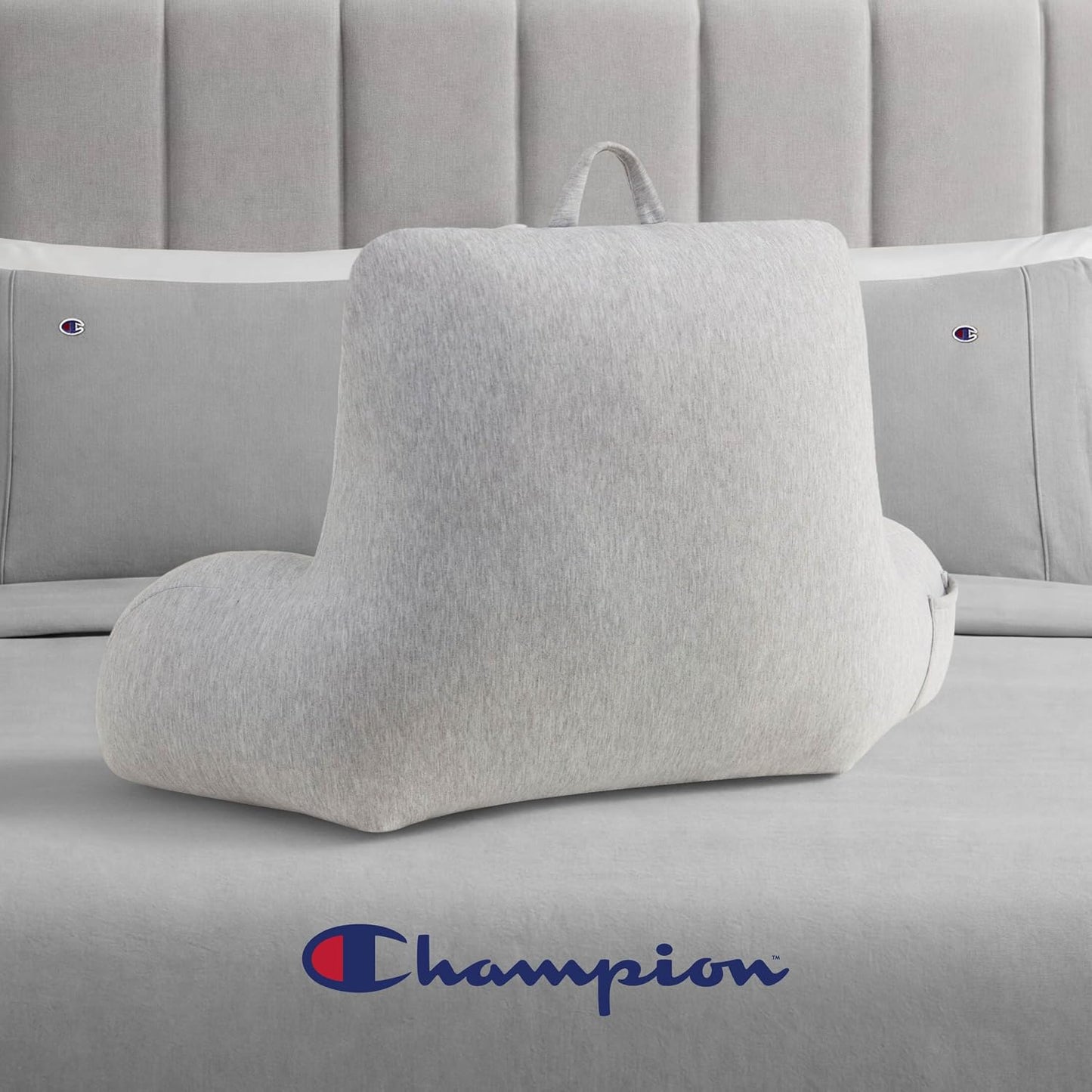 Champion Faux Wool Bedrest Pillow, 100% Polyester Cover and Fill, Spot Clean Only, Navy Blue, 29" x 24.5" x 10.5"