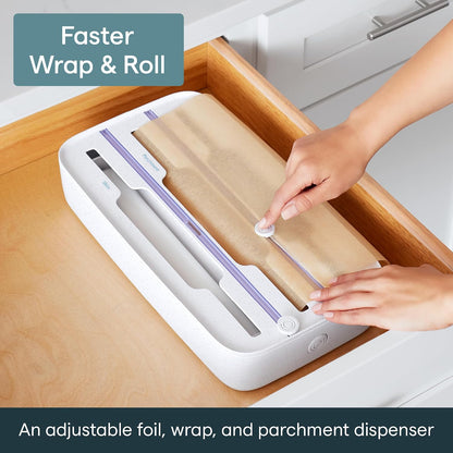 YouCopia StoraRoll Food Wrap Dispenser 3-in-1, Aluminum Foil Wrap Organizer