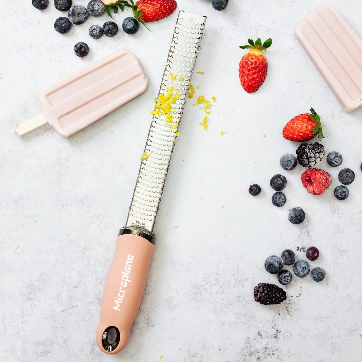 Premium Classic Series Zester - Lipstick Pink | Lemon Zester tool, Hard Cheese & Vegetable Grater | For Citrus, Parmesan Cheese, Garlic, Ginger, Nutmeg | Fine Stainless Steel Blade, Made in USA