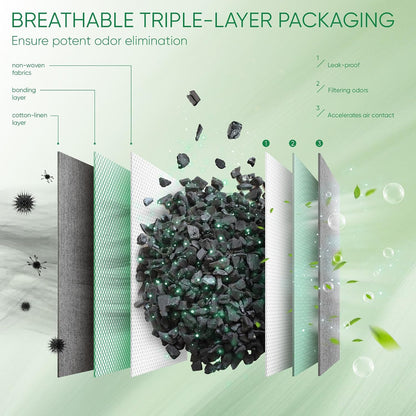 Activated Charcoal Odor Absorber,6 Pack Nature Odor Eliminator for Shoes | Bamboo Charcoal Air Purifying Bags,Shoe Deodorizer for Fresh Sneakers,Shoe Smell Remover