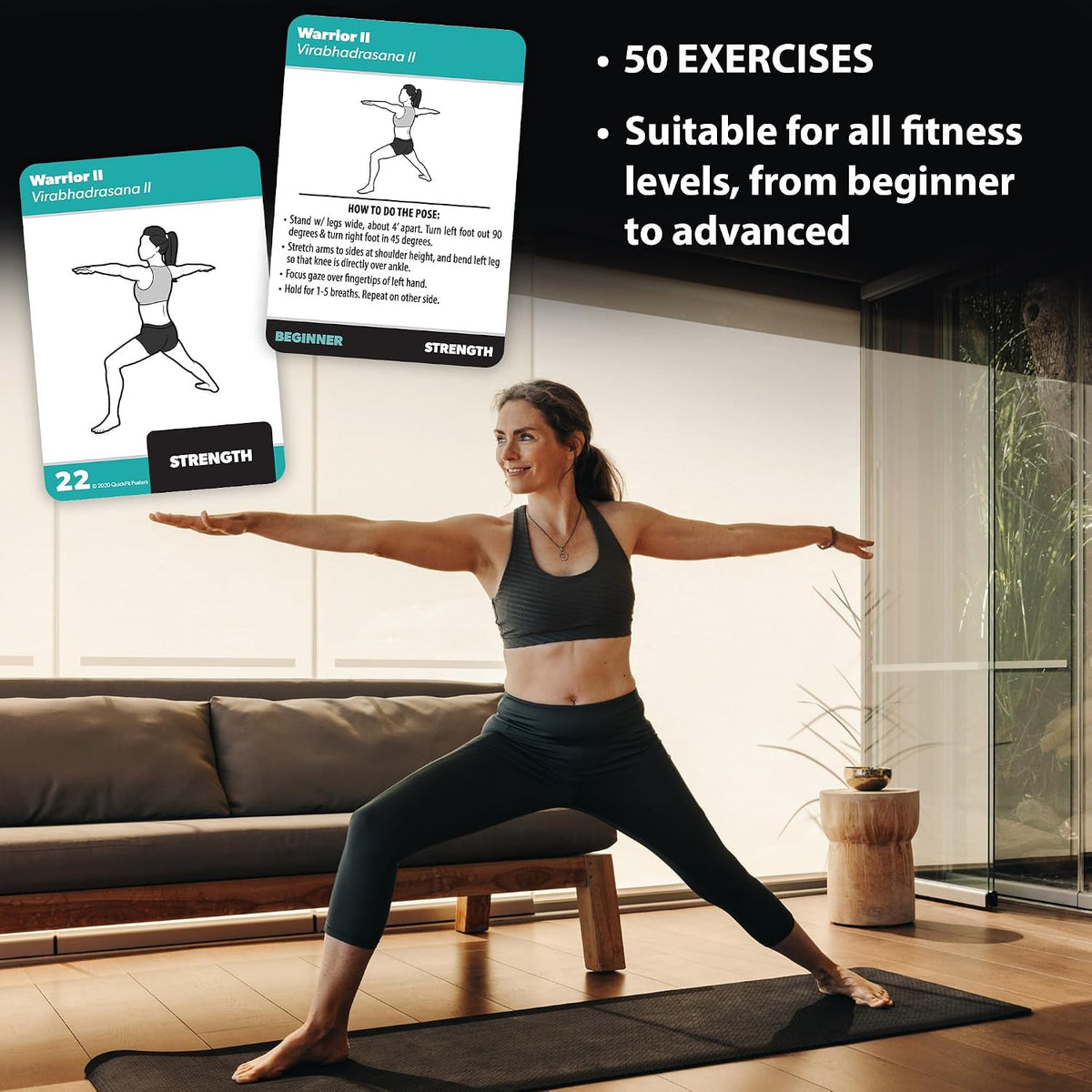 3 Pack - Exercise Cards - Yoga Poses Volume 1 & 2 + Dumbbell Exercises - Yoga Positions and Dumbbell Workout Fitness Cards - 2.5" x 3.5"