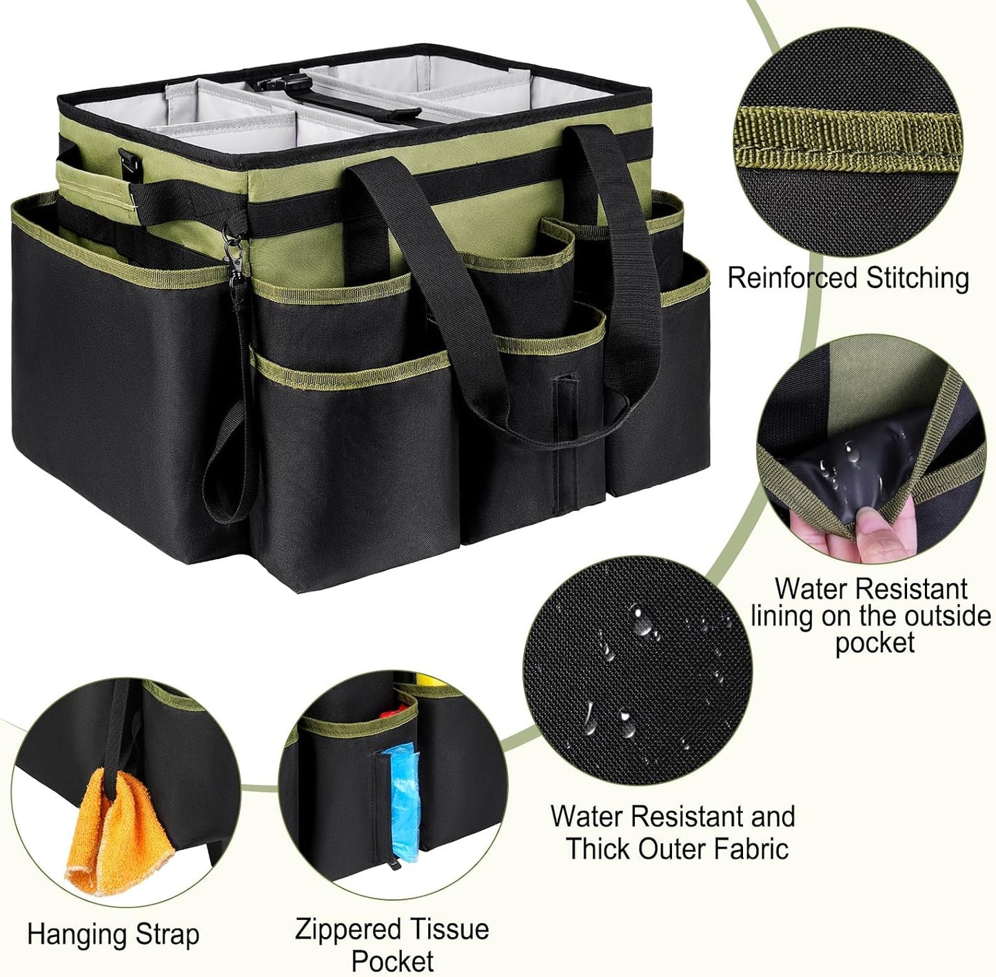 Large Rolling Cleaning Caddy Bag with Detachable Trolley,Cleaning Cart on Wheels with Shoulder Strap,Cleaning Supplies Organizer for Housekeepers,Purple