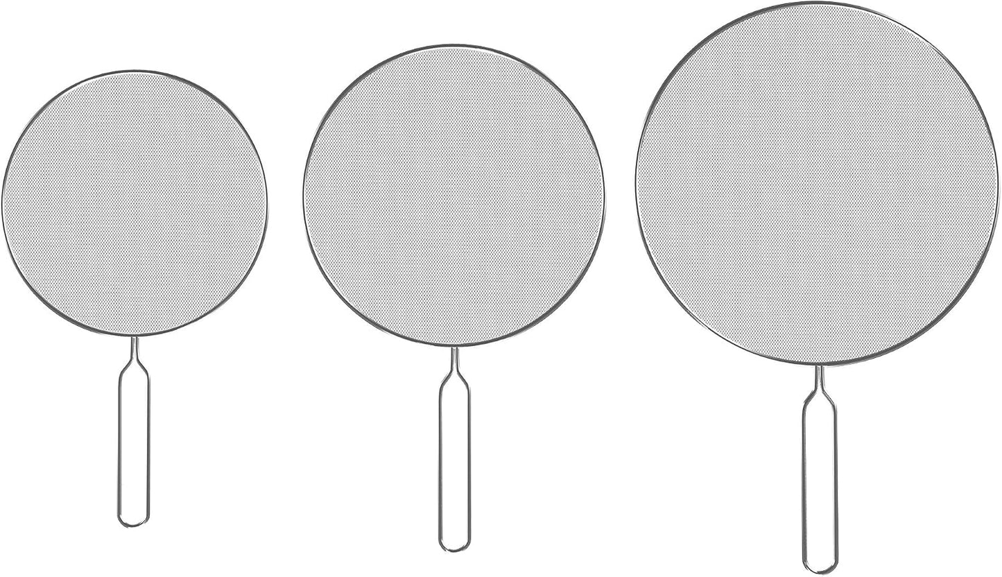 3-Piece Splatter Screen Set – Fine Mesh Stainless-Steel Grease Splatter Guard for Pots, Pans, and Skillets – Kitchen Gadgets by Classic Cuisine