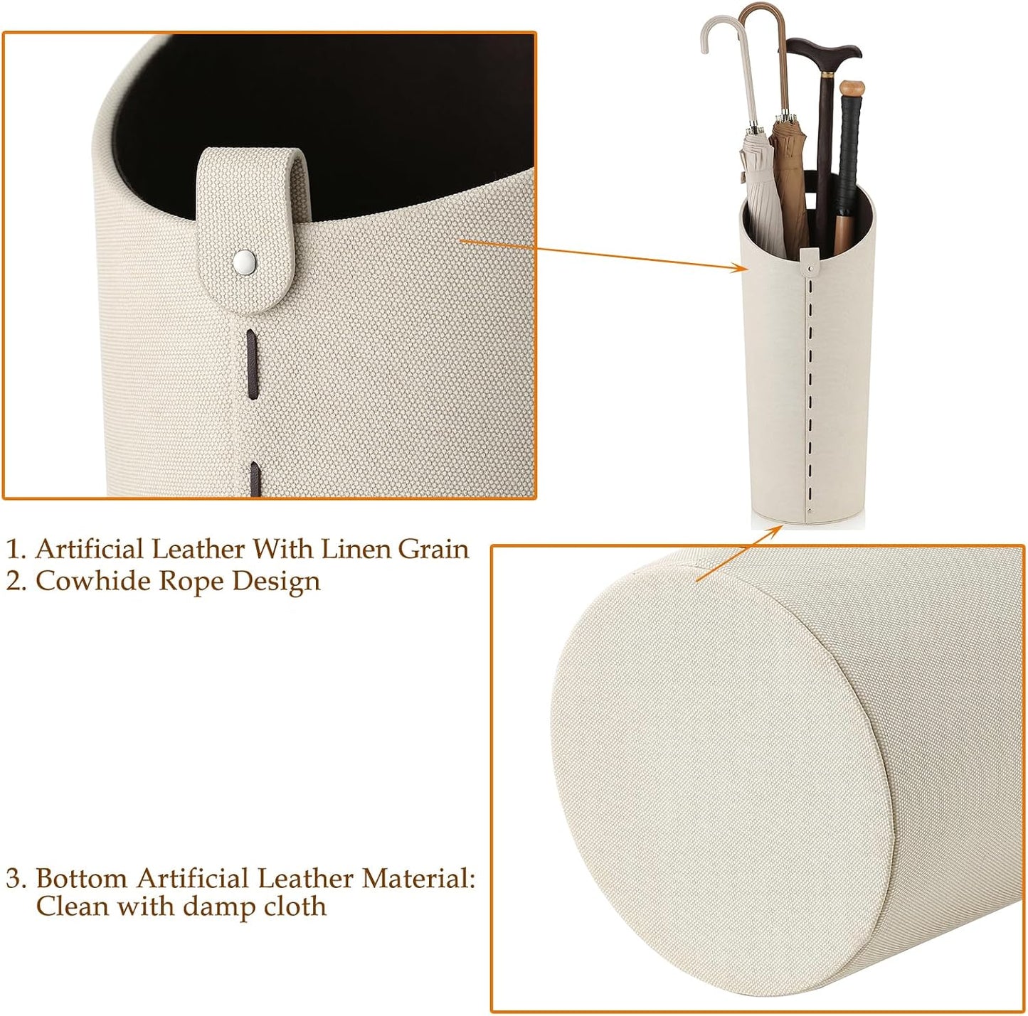 Tall Umbrella Holder White That won't Tip Over and Removable Drip Water Tray Modern Farmhouse Home Decor Umbrella Bucket Rack Can Storage 10 Different Sizes of Golf Umbrellas Canes etc