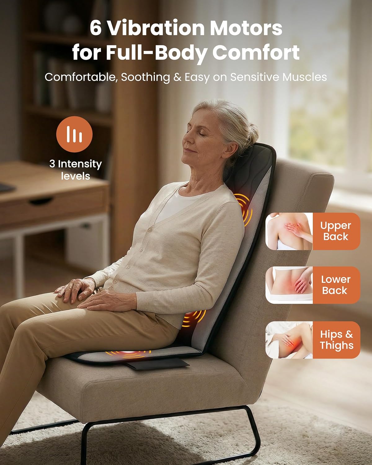 Massage Chair Pad,Back Massager with Heat,Massage Seat Cushion with 10 Vibration Motors,30-60-90 Minutes Heating Options,Chair Massager for Office Chair, Home Office Use, Relaxation Gift