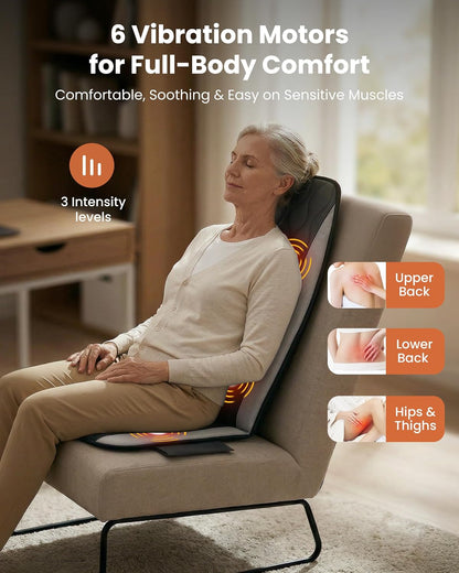 Massage Chair Pad,Back Massager with Heat,Massage Seat Cushion with 10 Vibration Motors,30-60-90 Minutes Heating Options,Chair Massager for Office Chair, Home Office Use, Relaxation Gift