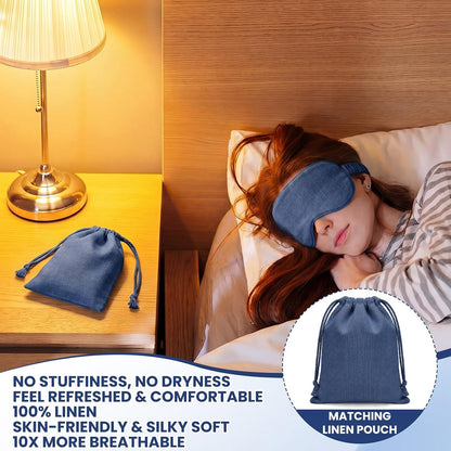 2 Set Pure Linen Sleep Mask Organic Cotton Eye Cover Gift,Linen