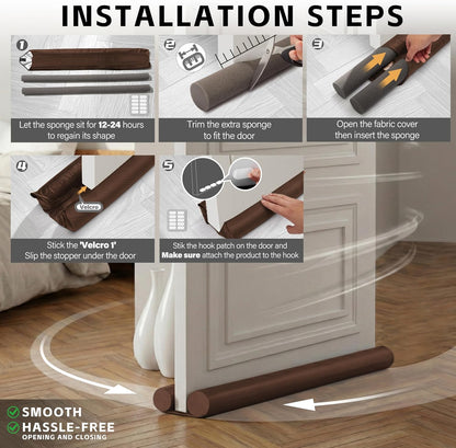 MAXTID Under Door Draft Stopper for Bottom of Doors 38" Black | Door Blocker Noise Reduce Light Cold Air Guard Breeze Sound Proof Door Sweep Door Seal Insulation Strip Gap Filler
