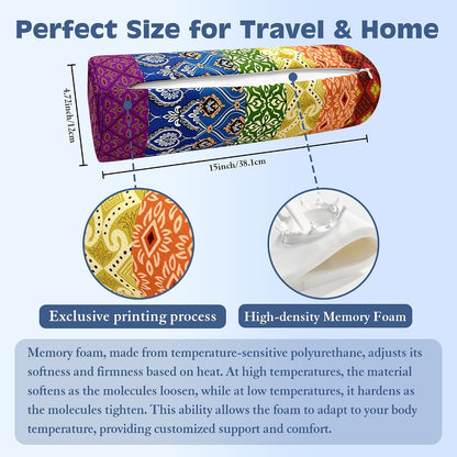 Neck Roll Pillow for Sleeping,Ergonomic Cylinder Tube Pillows for Cervical Spine and Neck Support,Versatile Roll Pillow for Bed,Office,and Travel,Memory Foam Bolster with Washable Cover