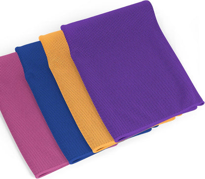4 Pack Cooling Towels Wrap for Neck Face,Ice Cold Towel Rags Quick Dry for Gym Fitness Yoga Tennis Cycling Running Hiking Workout Sweat(Multicolor-02)
