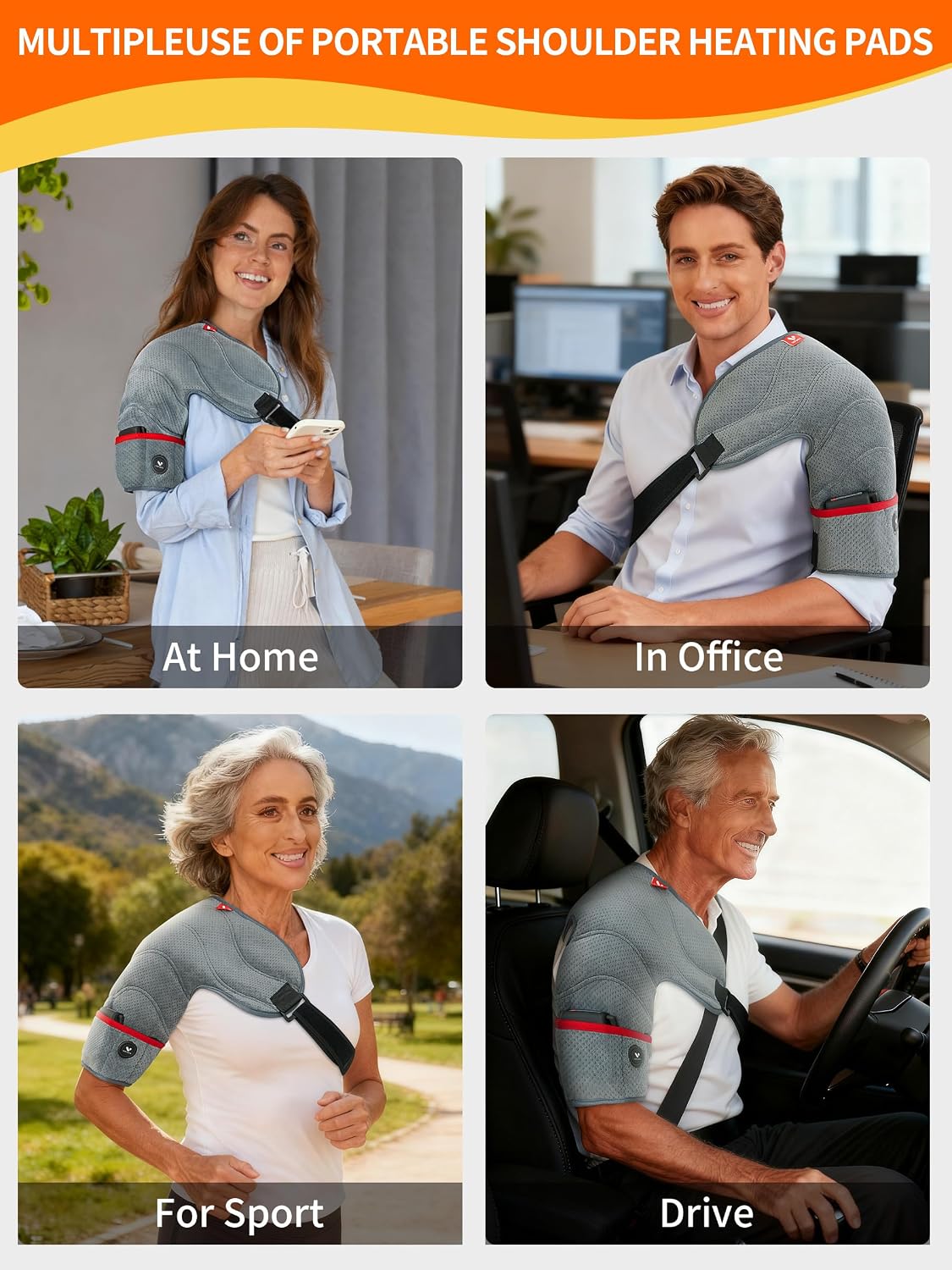 Vofuoti Portable Cordless Shoulder Heating Pad with 7.4V 10000mAh Battery