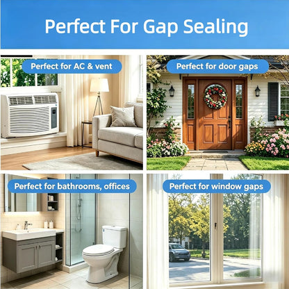 Litaibai Transparent Window Weather Sealing Tape, 2 in x 33 ft, 20 Mil | 20 mil clear PET film, removable adhesive, helps reduce drafts and energy loss, for windows, doors, and window AC units