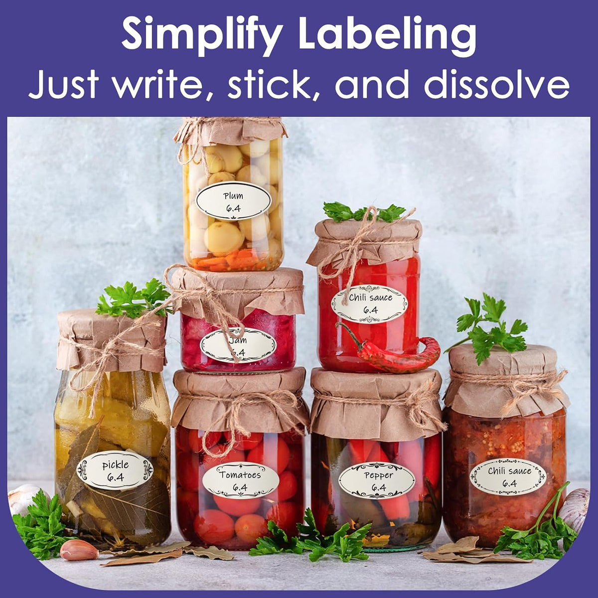 DGBDPACK Water Soluble Canning Labels, 1 x 2 1/8 in for Mason Jars