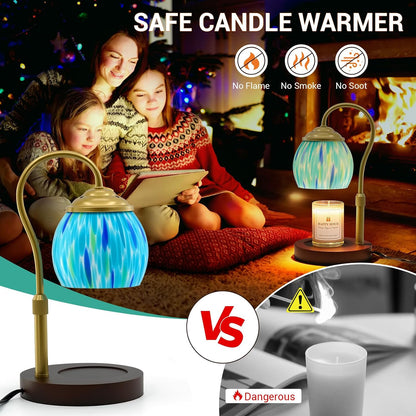 Candle Warmer Lamp - Electric Candle Lamps Timer Dimmer, Sunflower Tiffany Style Stained Glass Candle Warming Lamp Compatible with Jar Candles Valentine Birthday Gifts for Mom Friend Wax Melt Warmer