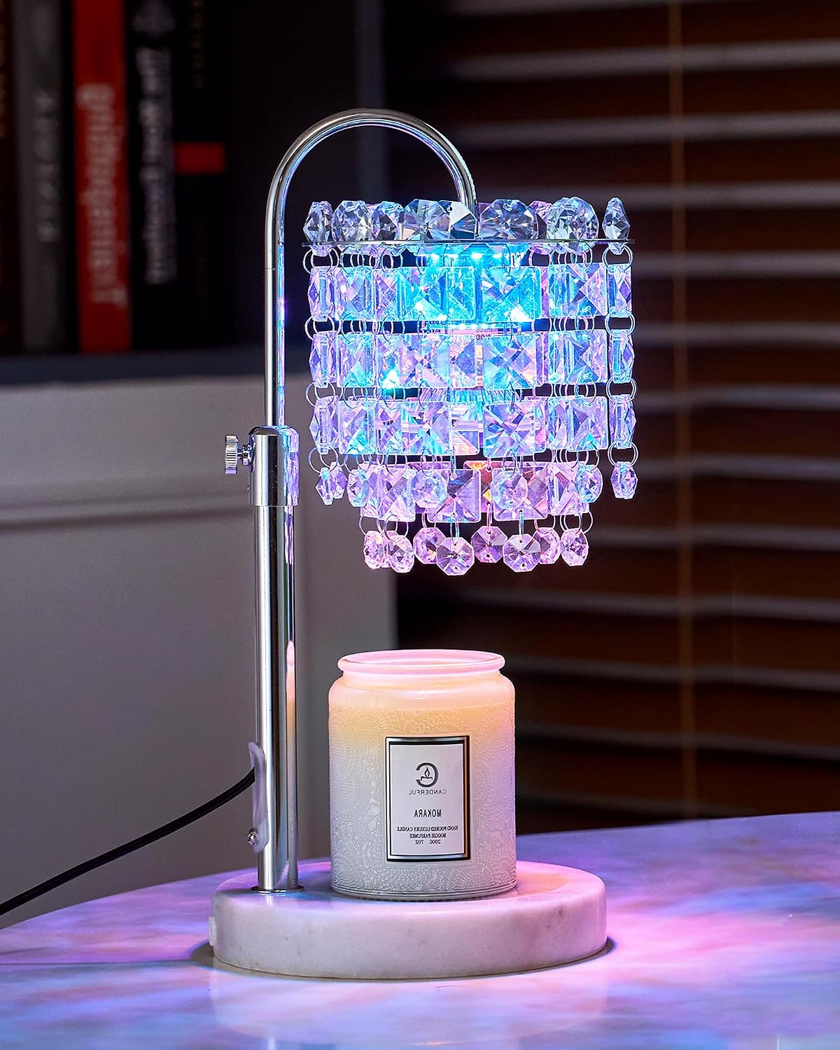 Candle Warmer Lamp with Timer Dimmer Adjustable Height Candle Warmer with Marble Base for Jar Candles,Candle Lamp with 3 Bulbs for New Home Decor, Women Mom Christmas Birthday Gifts, French Gold