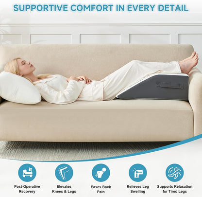 Yojoker Leg Elevation Pillows for Swelling, Memory Foam Wedge Pillow for Legs Blood Circulation, Leg Elevation Pillows for After Surgery, Knee Wedge Pillow for Sleeping Back Hip Ankles Relief
