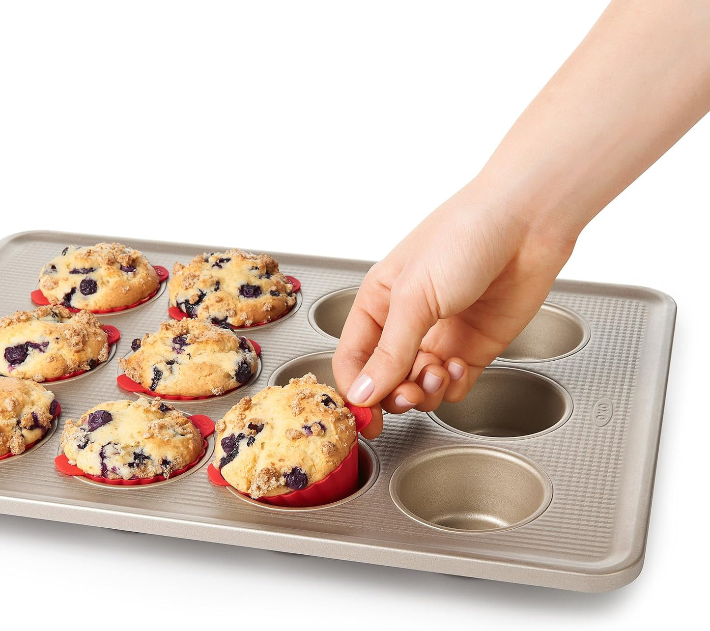 OXO Good Grips Silicone Baking Cups, Pack of 12, Reusable, BPA-Free, Dishwasher Safe, Non-Stick, Food Grade, Cupcake Cups, Muffin Cups, Cupcake Liners, Muffin Liners