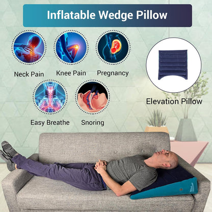 Leg Elevation Pillow by Recovery Wedge, Inflatable Wedge Pillow for Sleeping and Post-Surgical, Improve Circulation and Reduce Swelling, Speed Injury Recovery. (Large triangle)