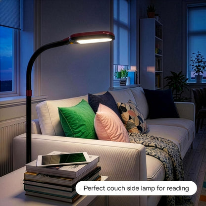 Brightech Litespan - Bright LED Floor Reading Lamp for Over Chair Crafts and Reading, Esthetician Light for Lash Extensions, Gooseneck Adjustable Standing Lamp for Living Room, Bedroom, Office - Black