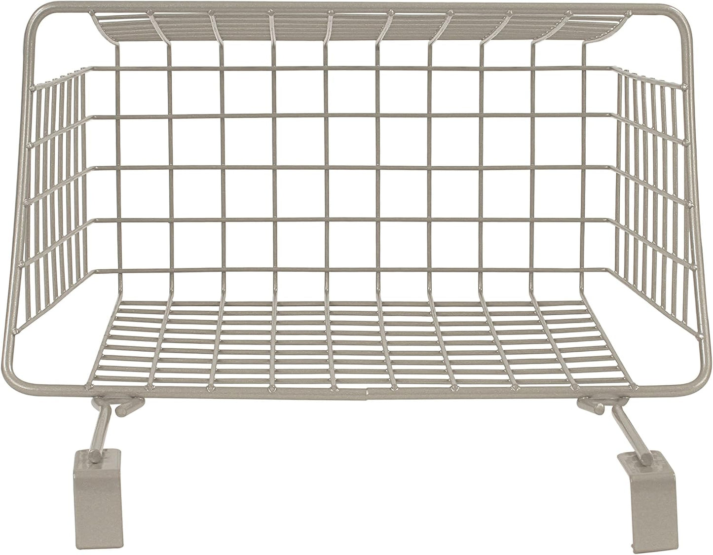 Spectrum Hanging Baskets for Organizing (Large, Satin Nickel) - Grid Over the Cabinet Wire Basket for Kitchen or Bathroom - Door Hanging Storage Organizer for Cleaning Supplies, Washcloths, & Towels