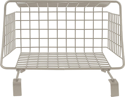 Spectrum Hanging Baskets for Organizing (Large, Satin Nickel) - Grid Over the Cabinet Wire Basket for Kitchen or Bathroom - Door Hanging Storage Organizer for Cleaning Supplies, Washcloths, & Towels