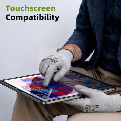 Schwer 3 Pairs A6/A7 (Send Randomly) Cut Resistant Work Gloves, CR7120, L | PU Coated, Non-Slip, Touchscreen, Used for Woodworking, Glass Cutting, Construction, Cargo Handling, Mechanical Maintenance