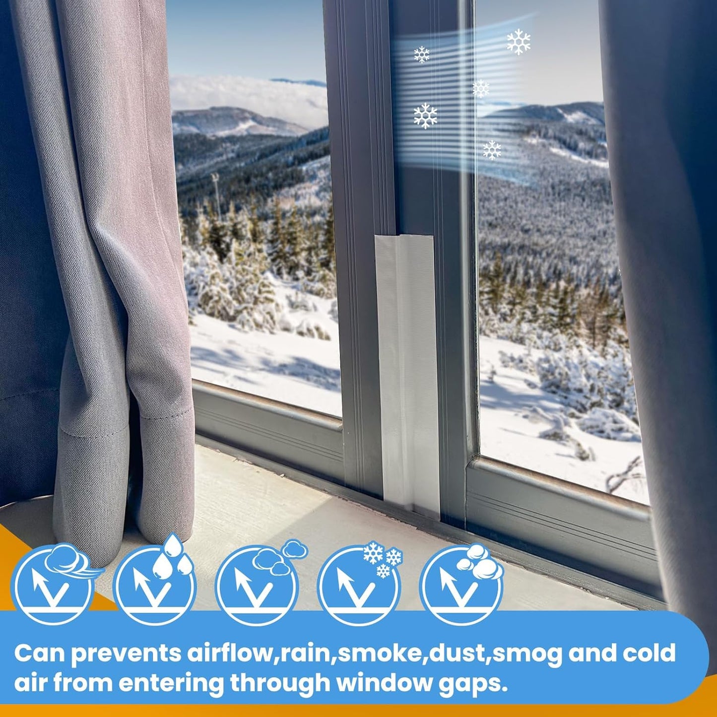 White Window Weather Sealing Tape, AC Air Conditioner Sealing Tape | Window Draft Isolation, No Residue, Self Adhesive for Keep Out Cold Air Dust Rain, Waterproof