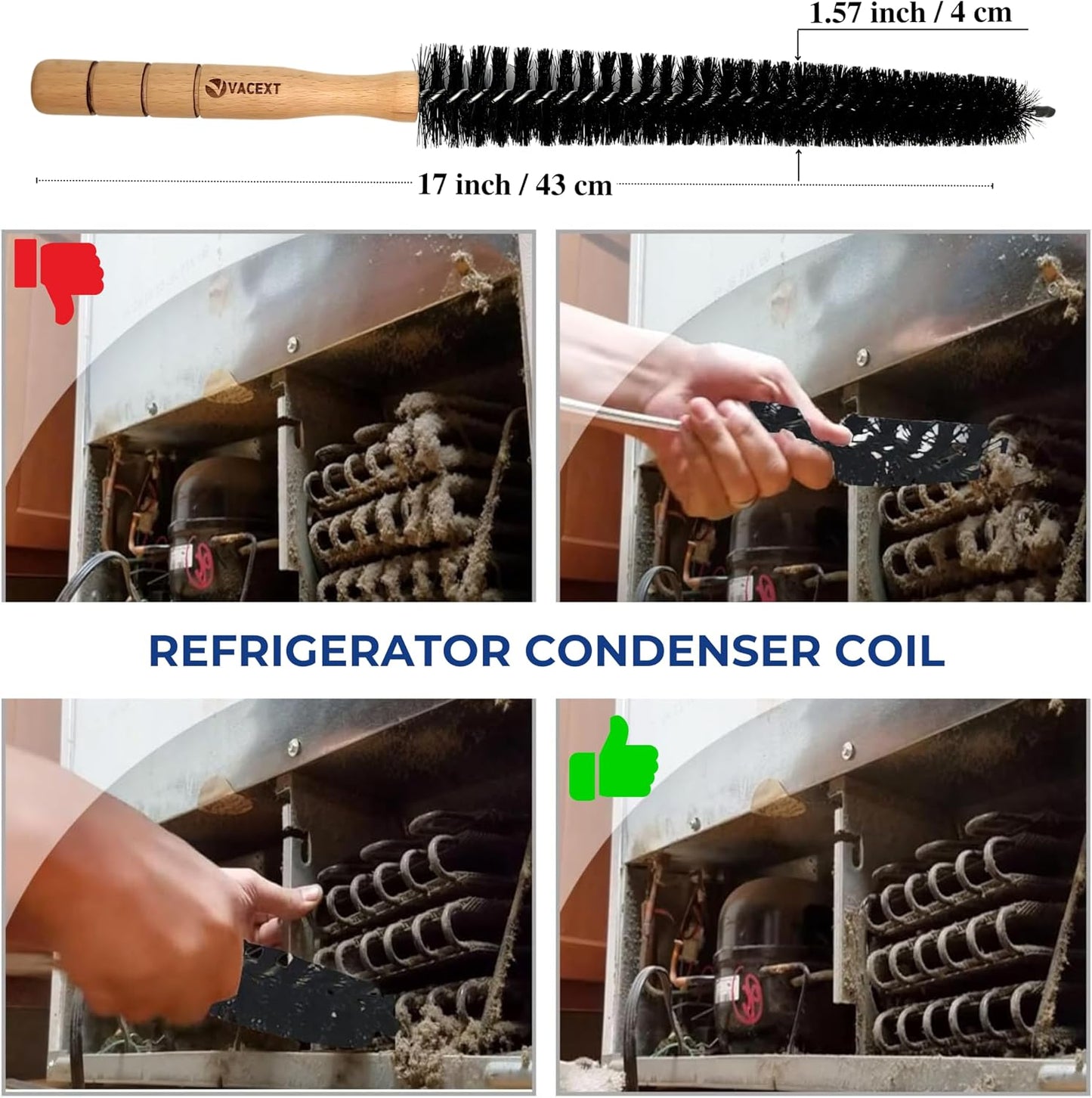 Dryer Lint Brush Vent Trap Cleaner, Refrigerator Condenser Coil Brush & Crevice Gap Cleaning Brush (2PCS) for Household Use - Grout Scrub Brush, House Cleaning Supplies, Home Essentials