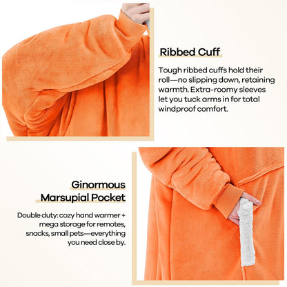 yescool Wearable Blanket Hoodie, Flannel Sherpa Fleece Blanket Sweatshirt for Adults Women Men,One Size Fits All - Colors B