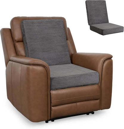 HIGOGOGO Corduroy Recliner Chair Cushion with Lumbar Support Pillow Soft Non-Slip 4" Thick Seat Pad Prevent Buttocks & Back Pain in Seniors (Beige, 12" Backrest)