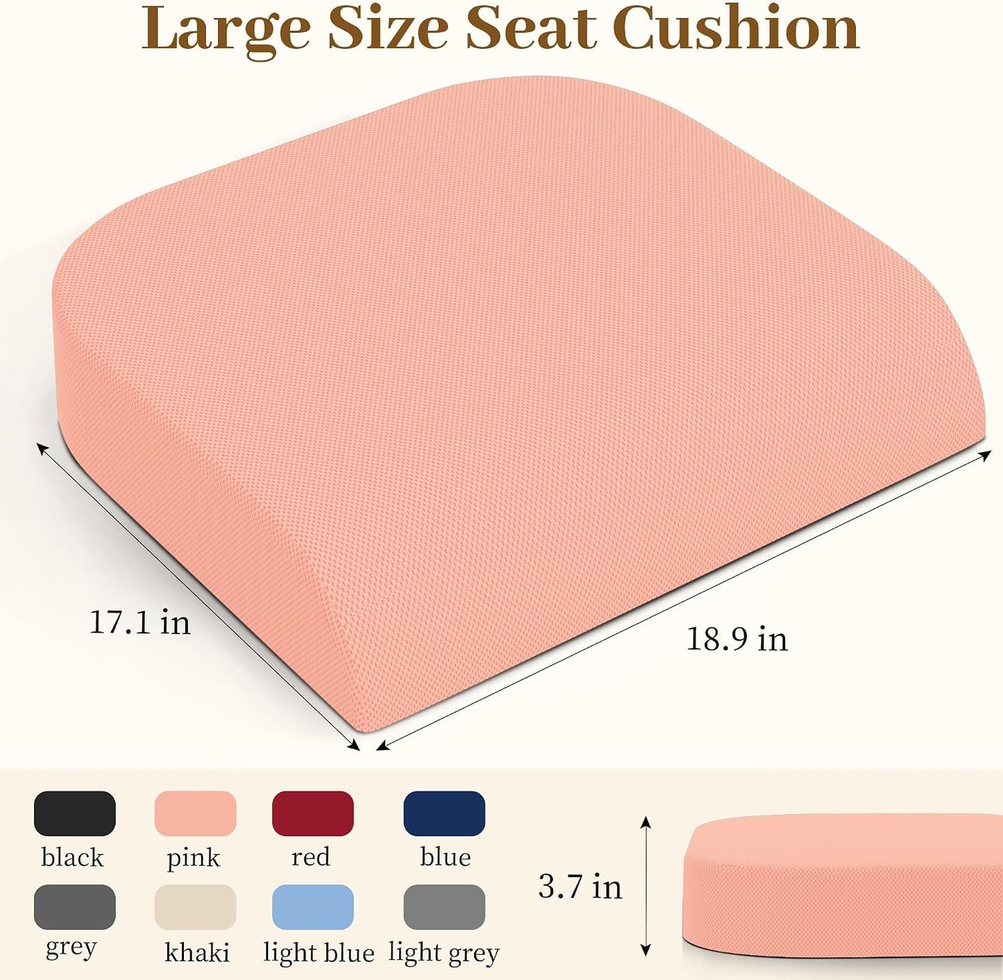 TranquilRelax Memory Foam Seat Cushion for Office Chair, 3-Inch, Black | Medium-firm Support for Long Sitting, Washable Mesh Cover, Non-slip Base, Perfect for Car Seats & Short Drivers