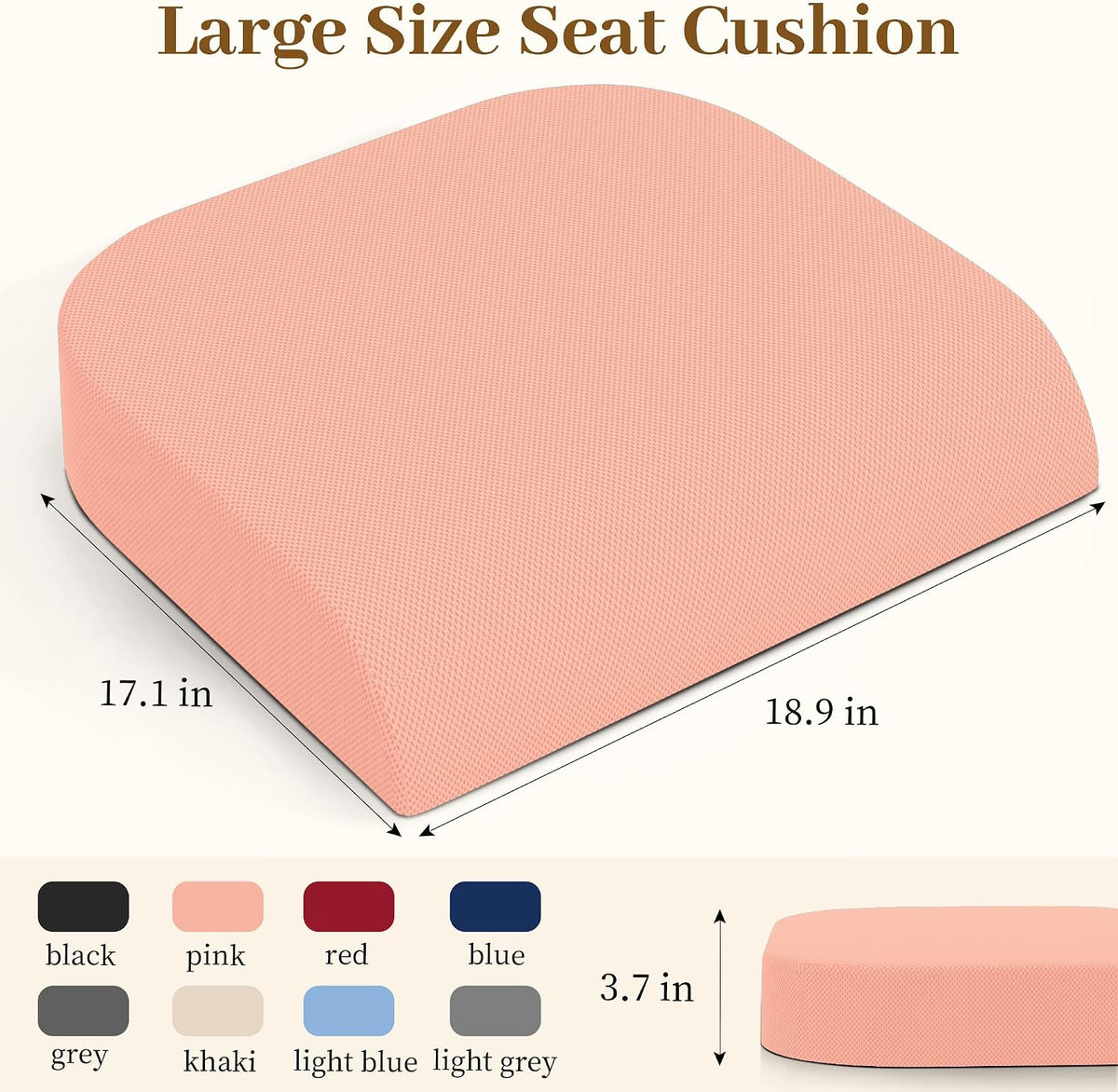 TranquilRelax Memory Foam Seat Cushion for Office Chair, 3-Inch, Black