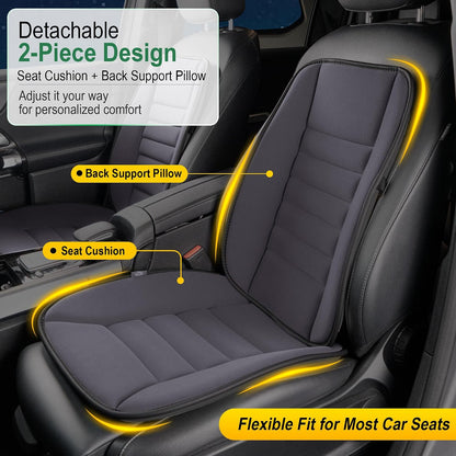 kingphenix Car Seat Cushion with Back Support Pillow, Memory Foam, Black | Memory Foam Car Cushion for Long Driving, Truck, Office Chair, Tailbone and Lower Back Support