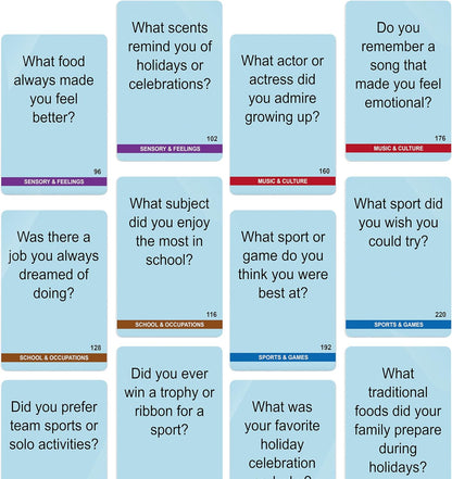 Golden Memories – 220 Conversation Cards for Seniors with Dementia & Alzheimer’s – Meaningful Conversations & Memory Activities for Solo or Group Engagement | Infodeck