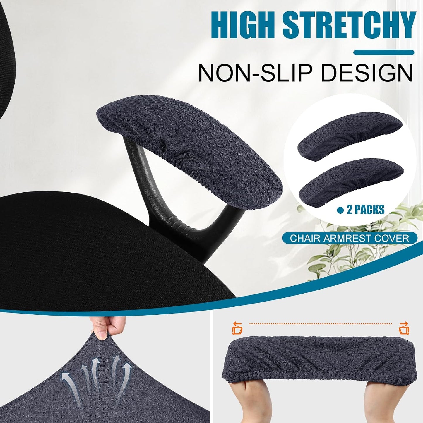 Smiry Office Computer Chair Armrest Covers, 2PCs Anti-dust Arm Rest Pad | Removable Washable Desk Chair Arm Pad Covers, Grey