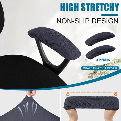 Smiry Office Computer Chair Armrest Covers, 2PCs Anti-dust Arm Rest Pad | Removable Washable Desk Chair Arm Pad Covers, Grey