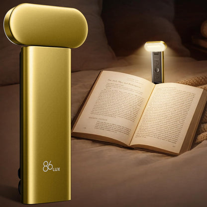 86lux Book Light, Rechargeable Reading Light for Book in Bed | 3 Color Modes & Stepless Dimming, Aluminum Alloy LED Bookmark Light for Book Lovers, Technology Black