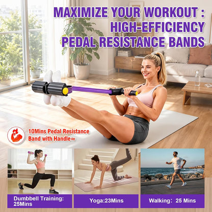 Foot Pedal Resistance Bands with Handles, 6-Tube Multifunction Exercise Bands, Durable Home Gym Fitness Equipment for Women & Men