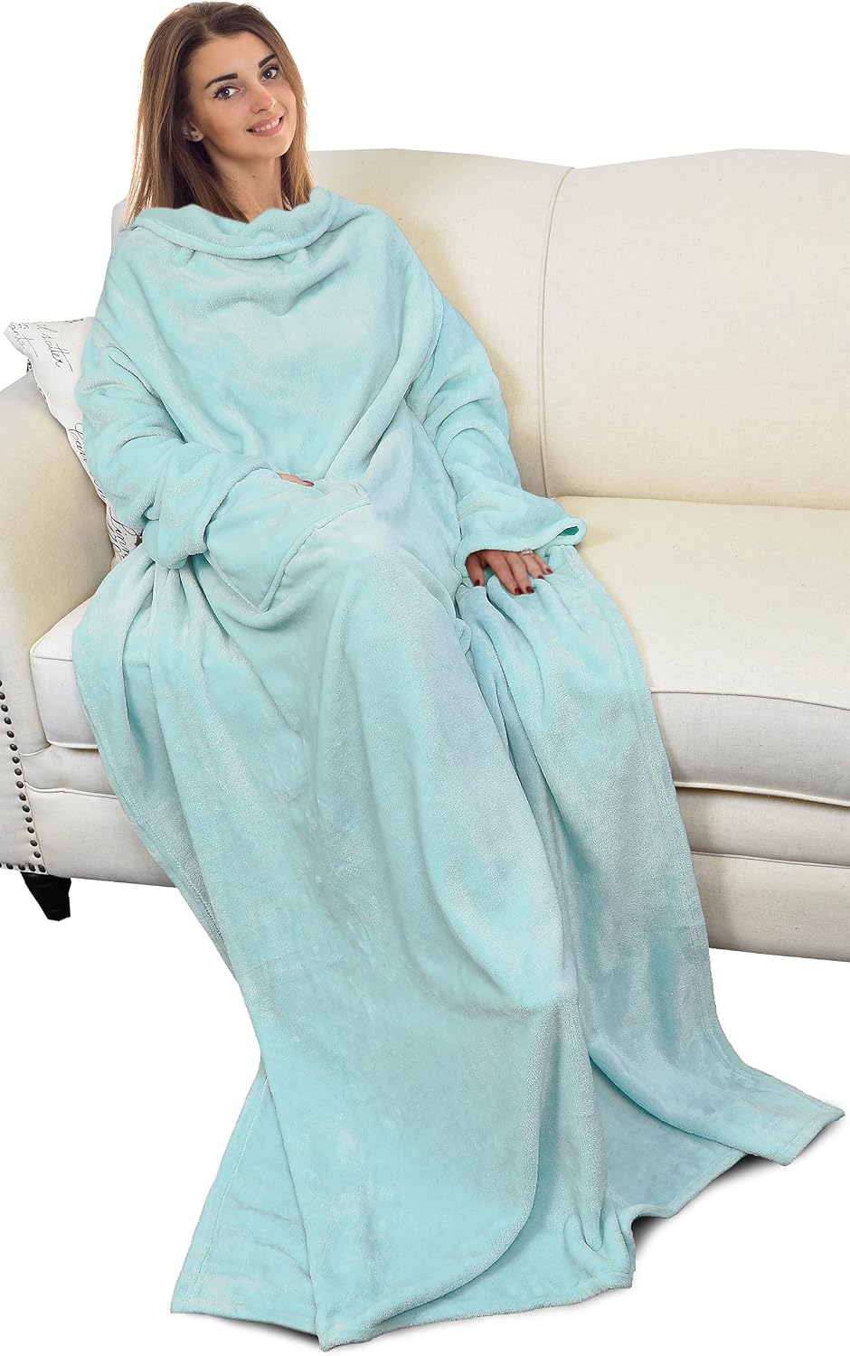 Catalonia Wearable Blanket with Sleeves for Women & Men, Fleece Wrap Throw | Cozy Sleeve Design for Hands-Free Comfort, Perfect for Reading, TV Time & Relaxing, Christmas & Birthday Gift