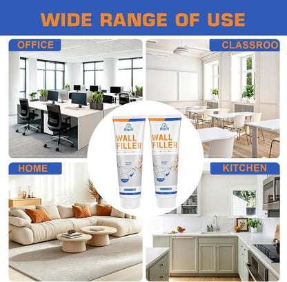 Drywall Repair Kit 2 Pack, 8.8 oz Each Wall Repair Putty Paste | White wall repair paste and putty kit with aluminum patches and tools for drywall holes, cracks and wall surface repair.