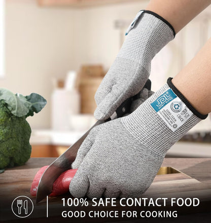 JDL Large Blue Cut Resistant Gloves with Touch Screen, Food Grade, ANSI A5, 3D Stretch Fit, Firm Grip, Suitable for Oyster Shucking, Meat Slicing, Kitchen Protection